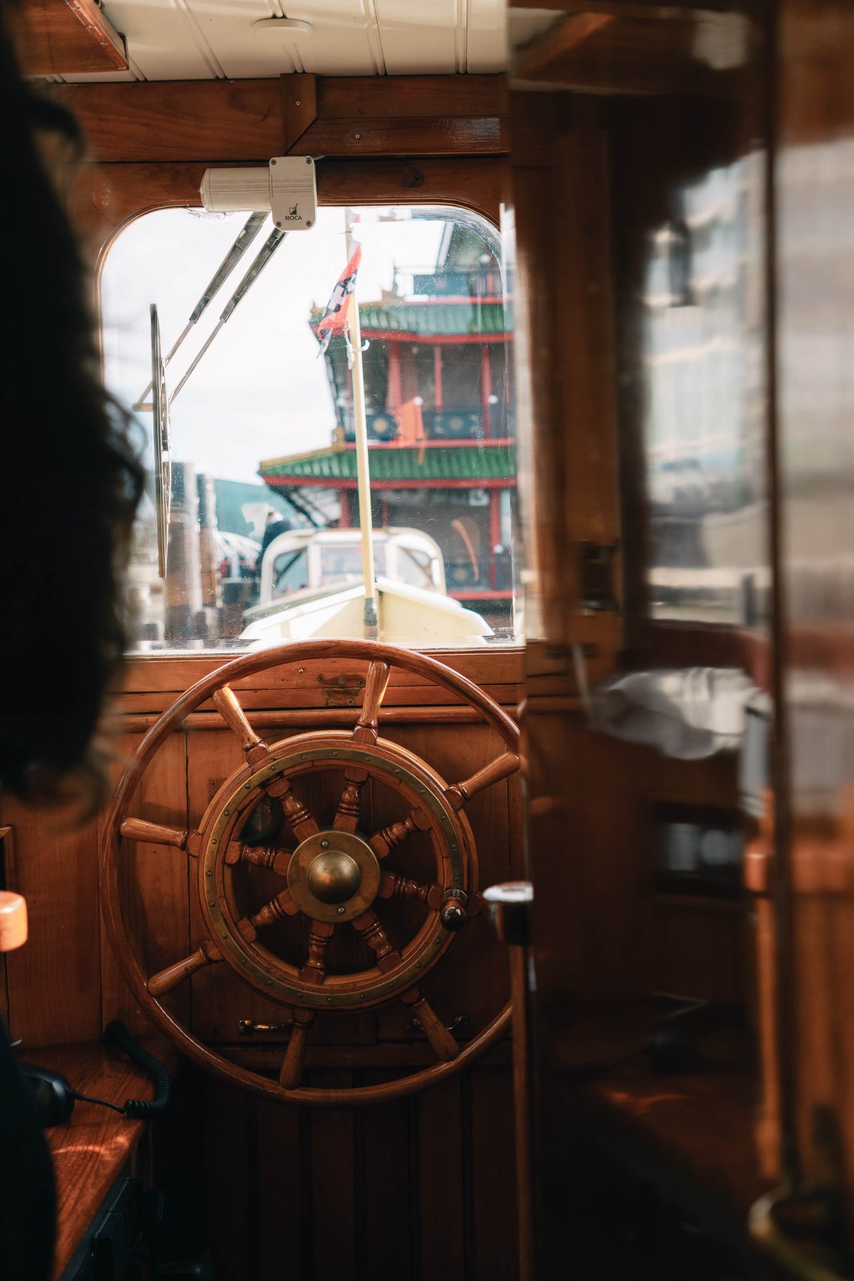 Inside canal boat Amsterdam
