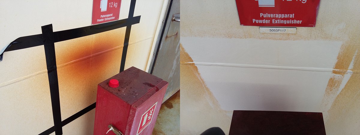 Test patch for use of Valhall Gel on surface